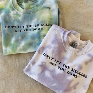 Tie dye oversized Harry Potter fleece crewneck